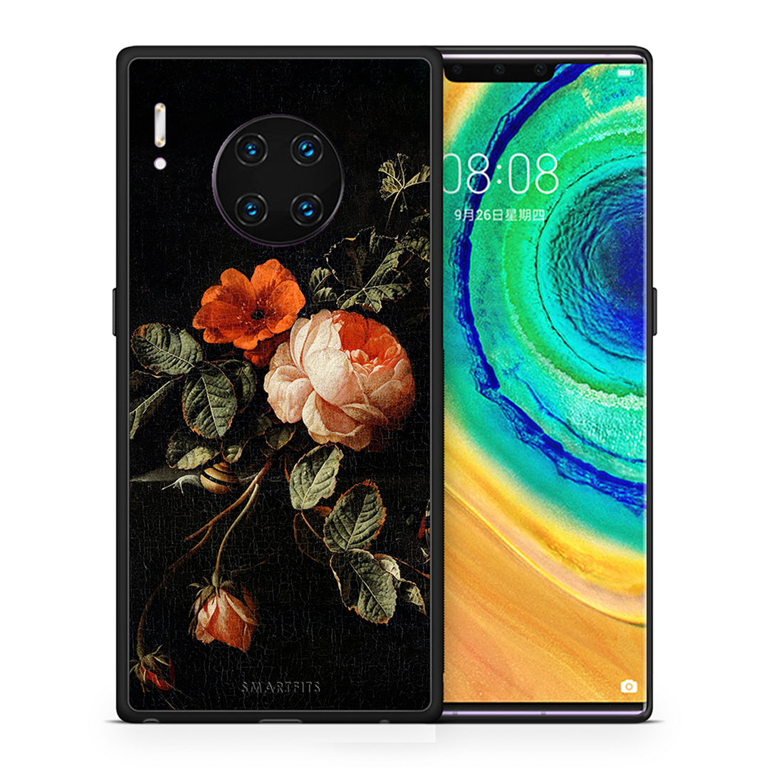 Θήκη Huawei Mate 30 Pro Vintage Roses από τη Smartfits με σχέδιο στο πίσω μέρος και μαύρο περίβλημα | Huawei Mate 30 Pro Vintage Roses case with colorful back and black bezels