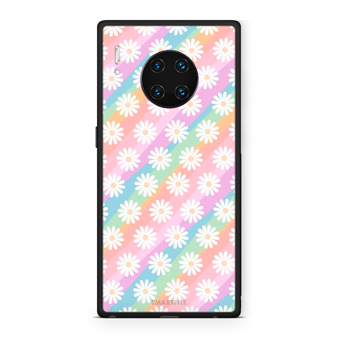 Huawei Mate 30 Pro White Daisies θήκη από τη Smartfits με σχέδιο στο πίσω μέρος και μαύρο περίβλημα | Smartphone case with colorful back and black bezels by Smartfits