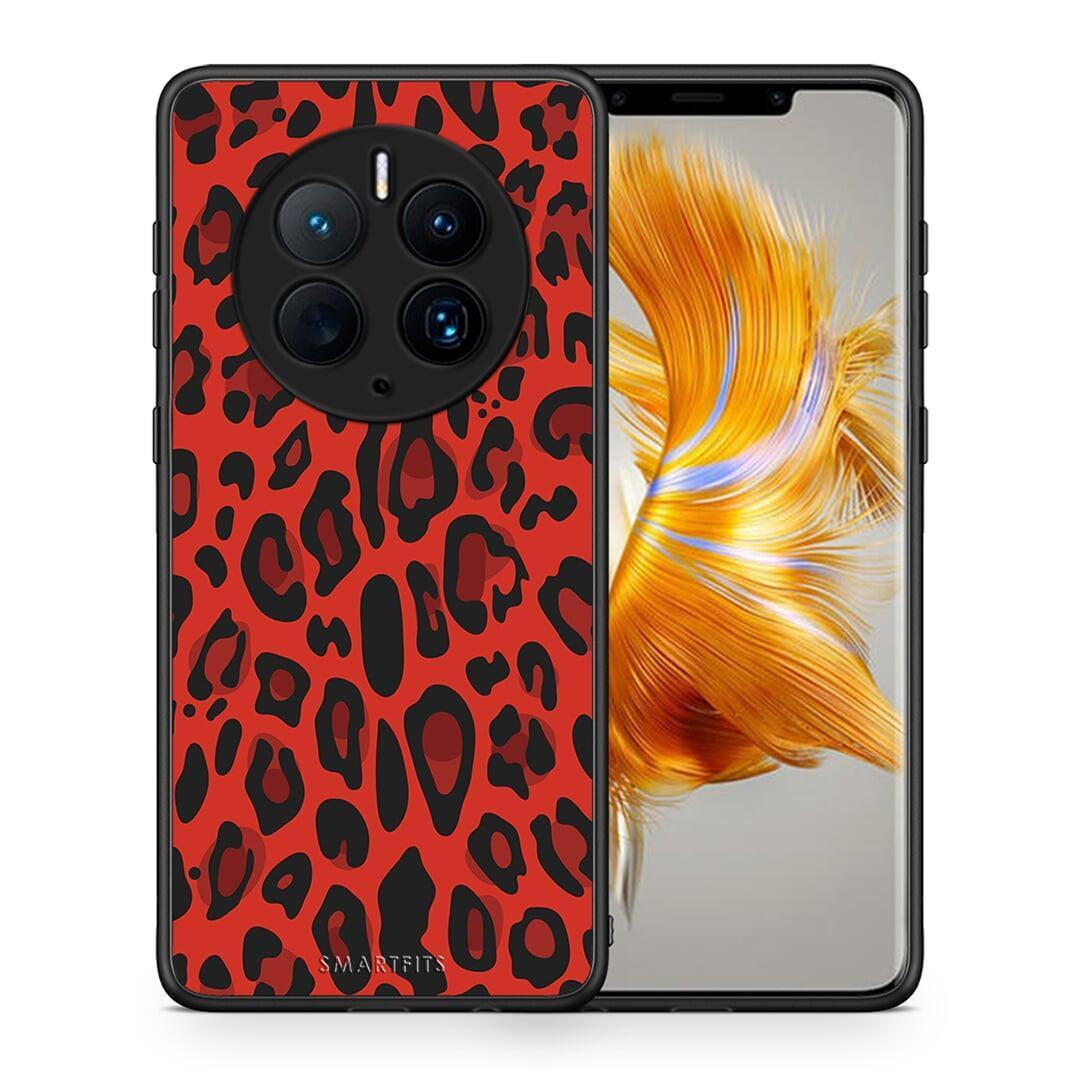 Θήκη Huawei Mate 50 Pro Animal Red Leopard από τη Smartfits με σχέδιο στο πίσω μέρος και μαύρο περίβλημα | Huawei Mate 50 Pro Animal Red Leopard Case with Colorful Back and Black Bezels