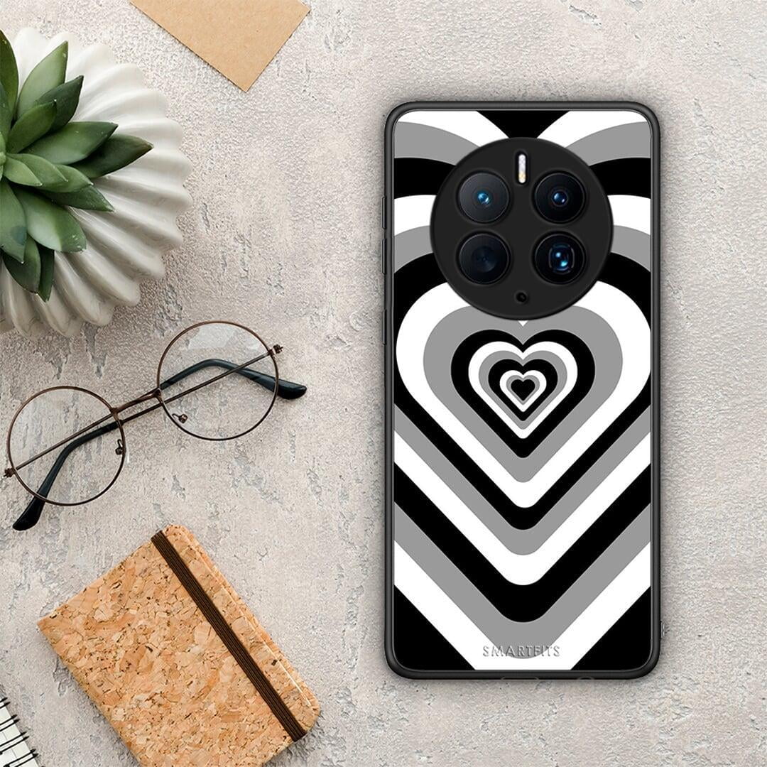Θήκη Huawei Mate 50 Pro Black Hearts από τη Smartfits με σχέδιο στο πίσω μέρος και μαύρο περίβλημα | Huawei Mate 50 Pro Black Hearts Case with Colorful Back and Black Bezels