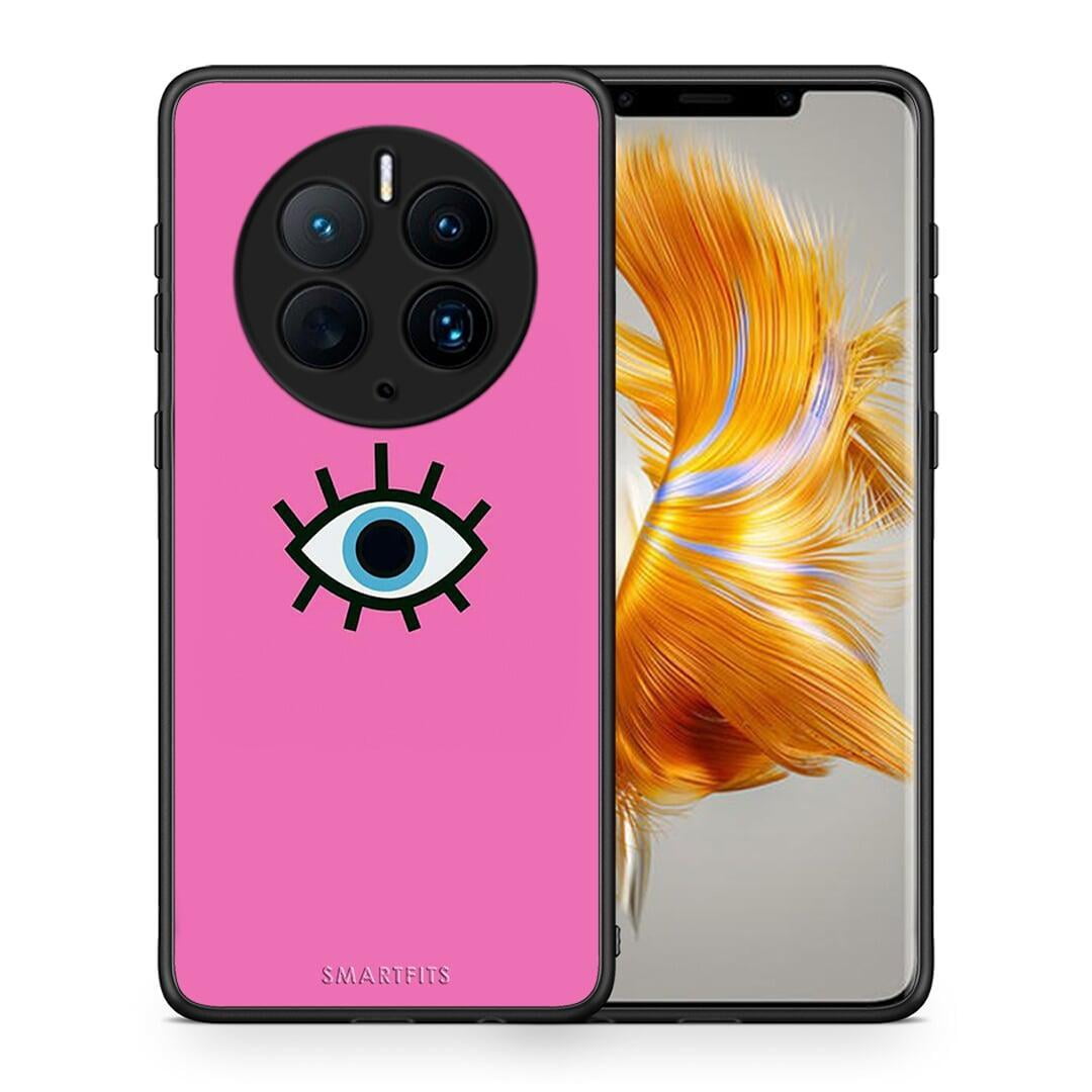 Θήκη Huawei Mate 50 Pro Blue Eye Pink από τη Smartfits με σχέδιο στο πίσω μέρος και μαύρο περίβλημα | Huawei Mate 50 Pro Blue Eye Pink Case with Colorful Back and Black Bezels