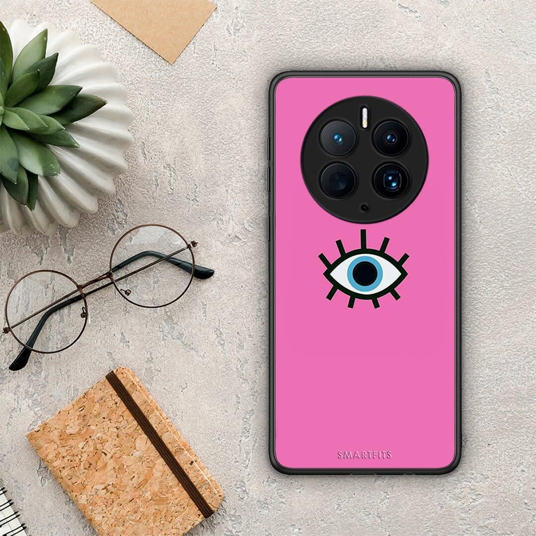 Θήκη Huawei Mate 50 Pro Blue Eye Pink από τη Smartfits με σχέδιο στο πίσω μέρος και μαύρο περίβλημα | Huawei Mate 50 Pro Blue Eye Pink Case with Colorful Back and Black Bezels