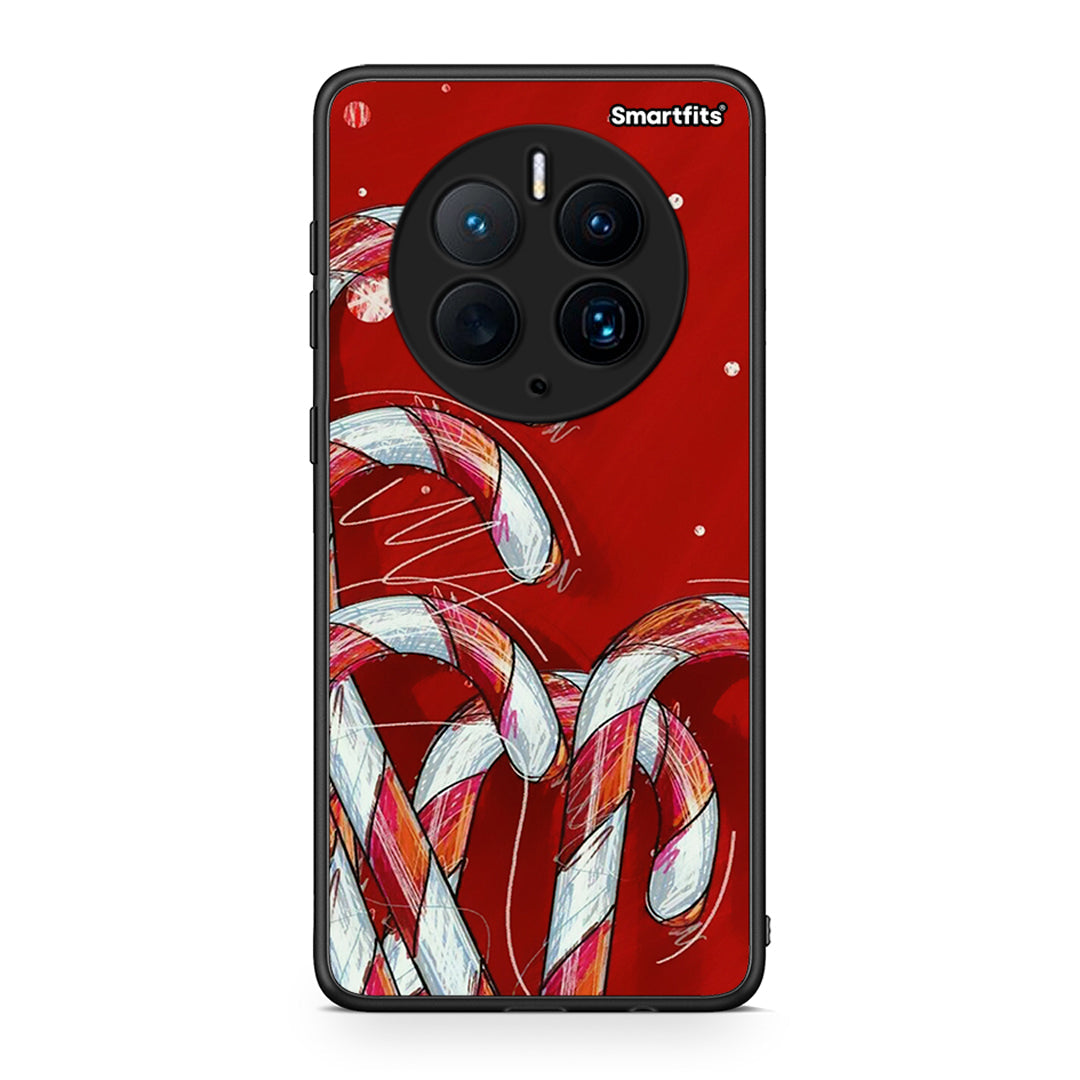 Θήκη Huawei Mate 50 Pro Candy Cane από τη Smartfits με σχέδιο στο πίσω μέρος και μαύρο περίβλημα | Huawei Mate 50 Pro Candy Cane Case with Colorful Back and Black Bezels