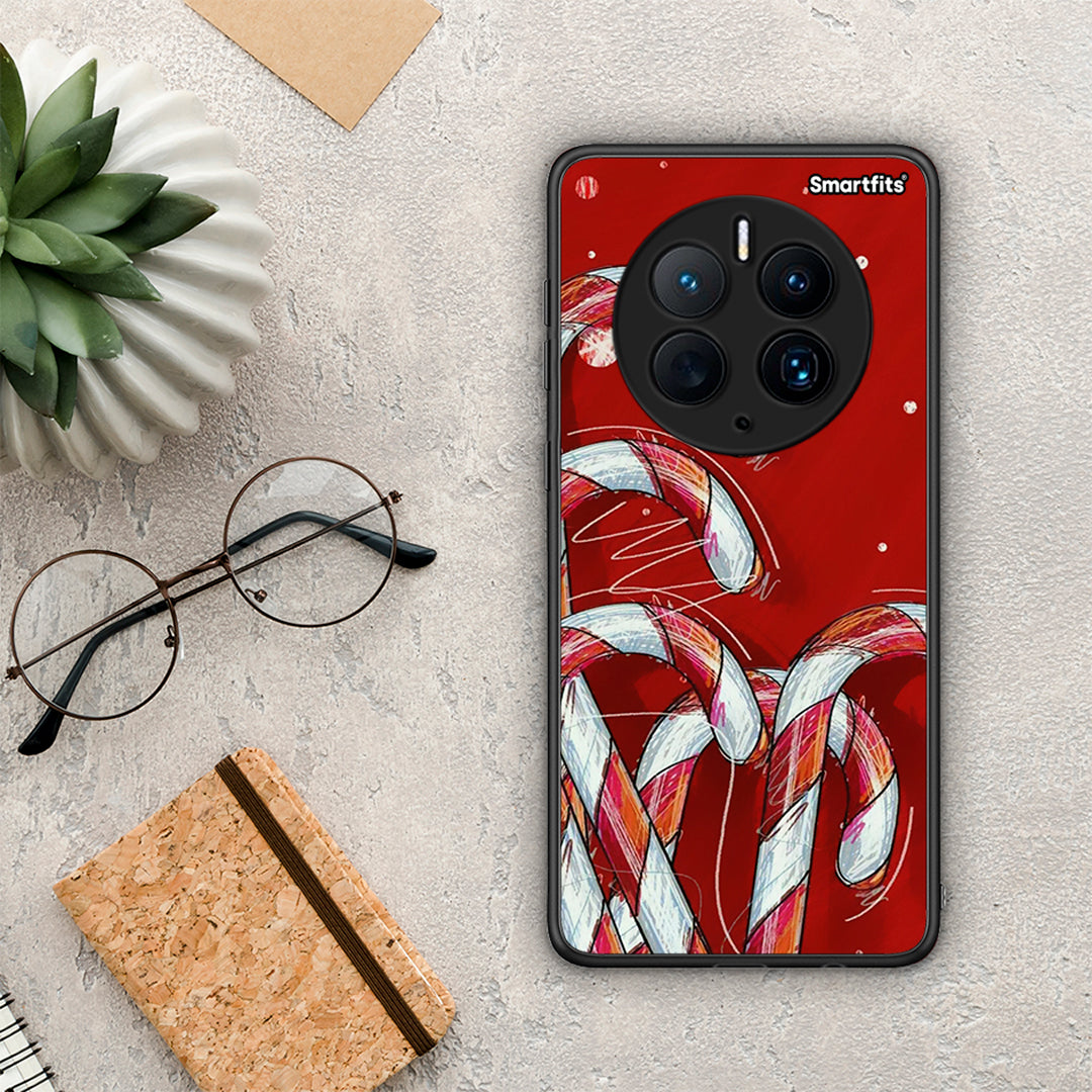 Θήκη Huawei Mate 50 Pro Candy Cane από τη Smartfits με σχέδιο στο πίσω μέρος και μαύρο περίβλημα | Huawei Mate 50 Pro Candy Cane Case with Colorful Back and Black Bezels