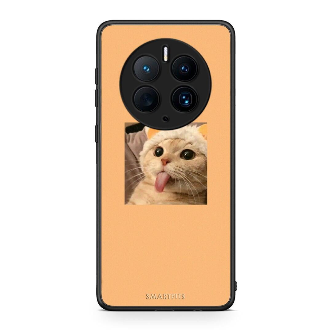 Θήκη Huawei Mate 50 Pro Cat Tongue από τη Smartfits με σχέδιο στο πίσω μέρος και μαύρο περίβλημα | Huawei Mate 50 Pro Cat Tongue Case with Colorful Back and Black Bezels