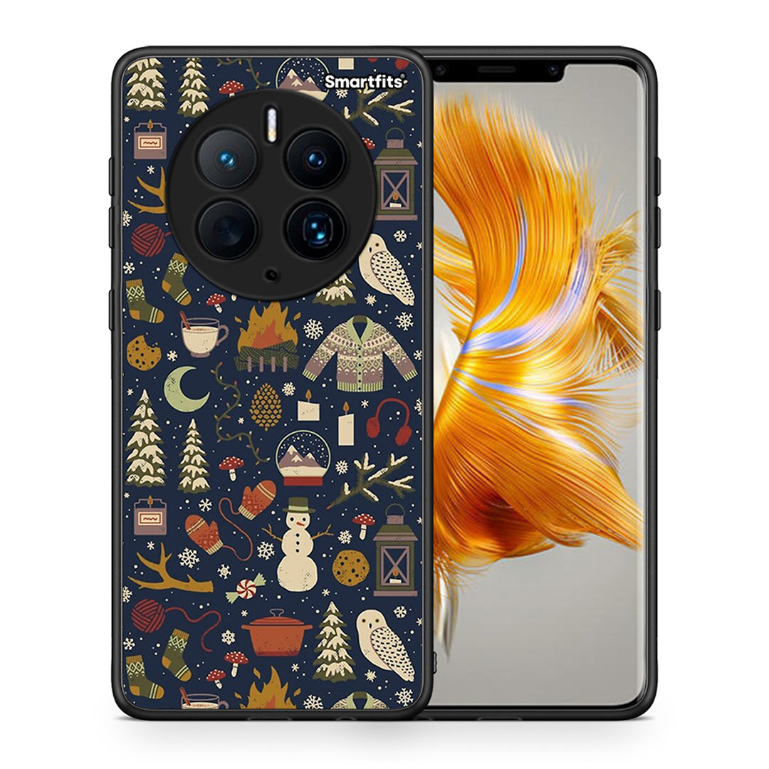 Θήκη Huawei Mate 50 Pro Christmas Elements από τη Smartfits με σχέδιο στο πίσω μέρος και μαύρο περίβλημα | Huawei Mate 50 Pro Christmas Elements Case with Colorful Back and Black Bezels