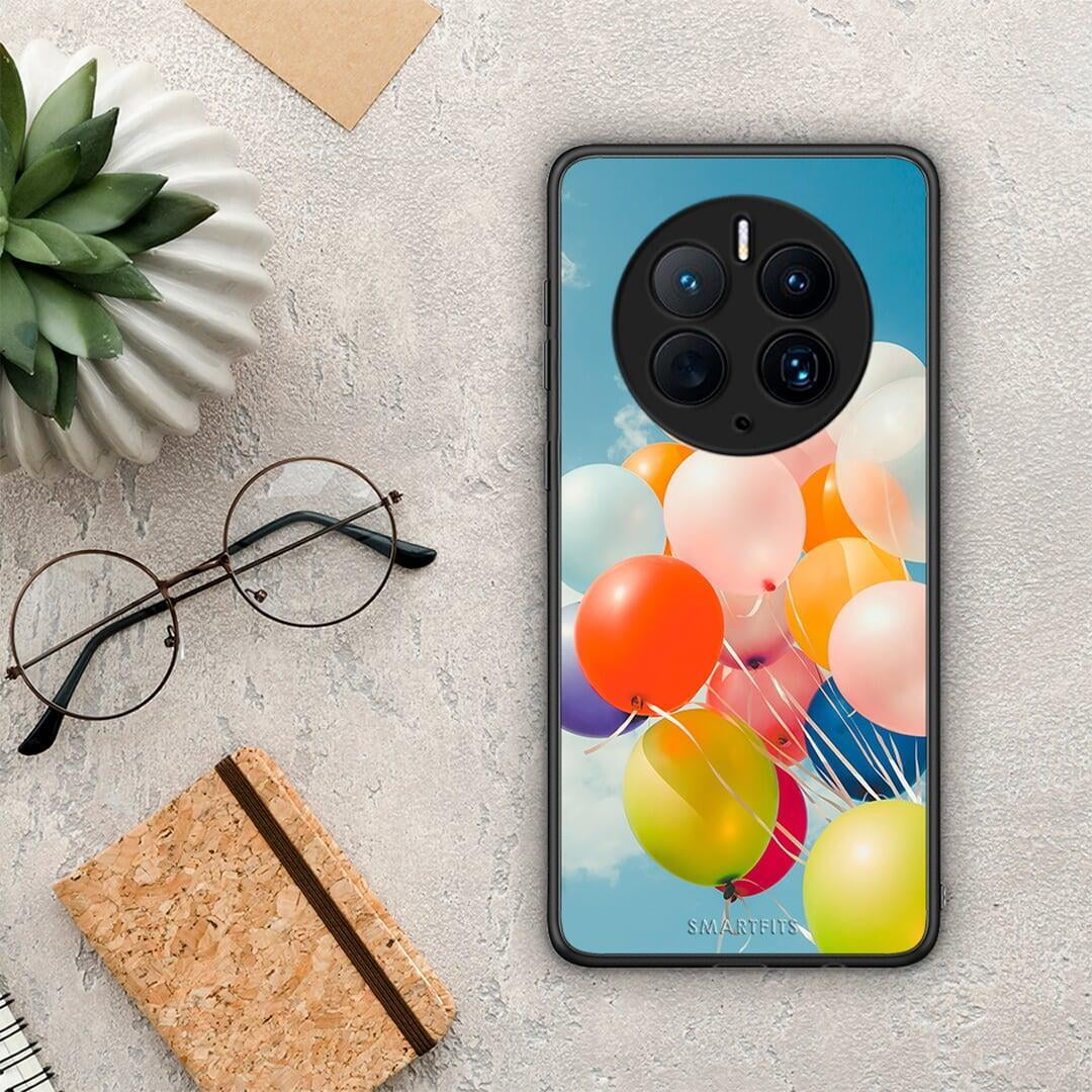 Θήκη Huawei Mate 50 Pro Colorful Balloons από τη Smartfits με σχέδιο στο πίσω μέρος και μαύρο περίβλημα | Huawei Mate 50 Pro Colorful Balloons Case with Colorful Back and Black Bezels