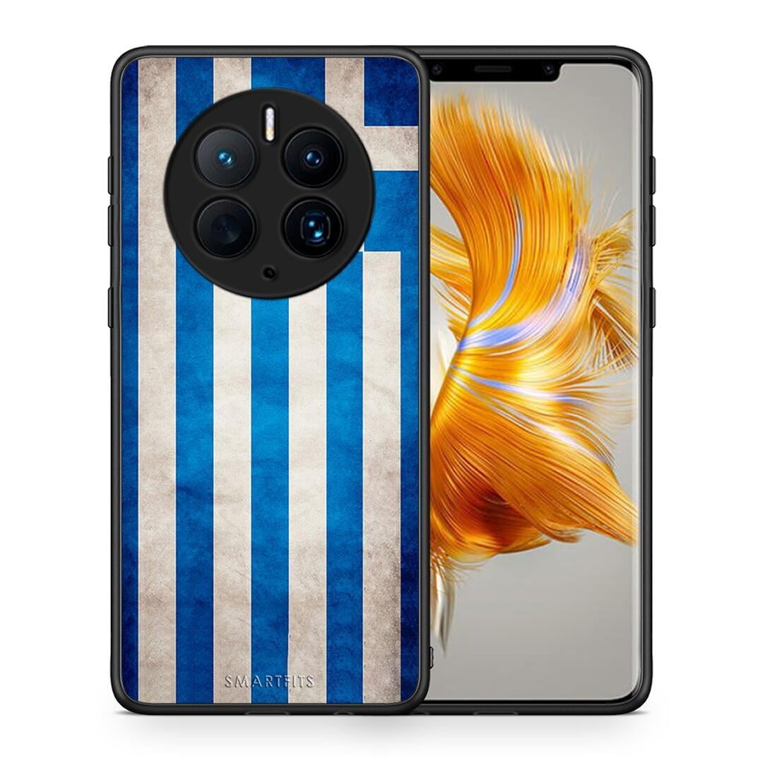 Θήκη Huawei Mate 50 Pro Flag Greek από τη Smartfits με σχέδιο στο πίσω μέρος και μαύρο περίβλημα | Huawei Mate 50 Pro Flag Greek Case with Colorful Back and Black Bezels