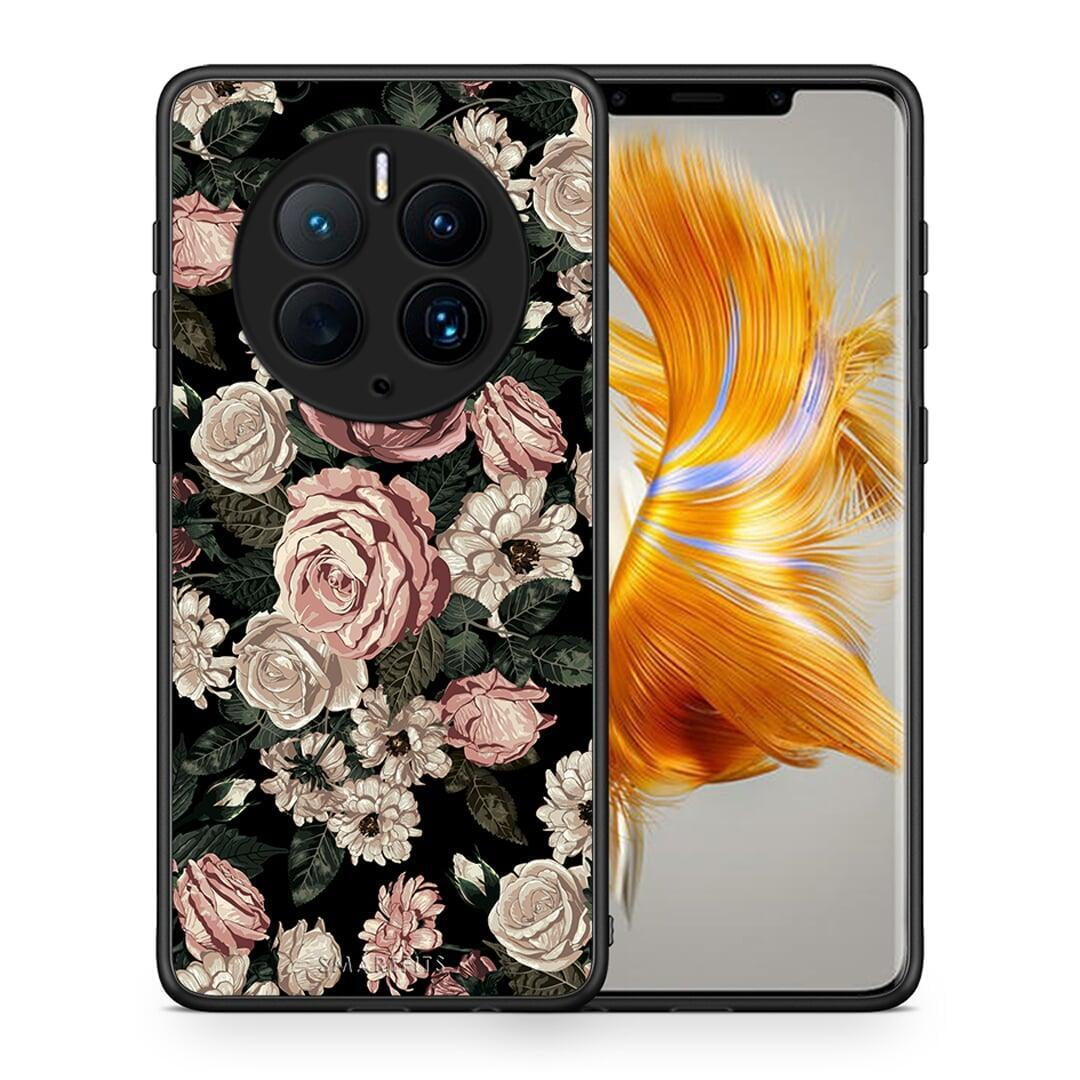 Θήκη Huawei Mate 50 Pro Flower Wild Roses από τη Smartfits με σχέδιο στο πίσω μέρος και μαύρο περίβλημα | Huawei Mate 50 Pro Flower Wild Roses Case with Colorful Back and Black Bezels
