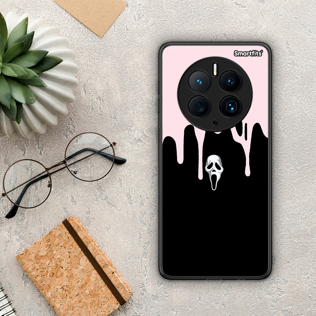 Θήκη Huawei Mate 50 Pro Melting Halloween Mask από τη Smartfits με σχέδιο στο πίσω μέρος και μαύρο περίβλημα | Huawei Mate 50 Pro Melting Halloween Mask Case with Colorful Back and Black Bezels