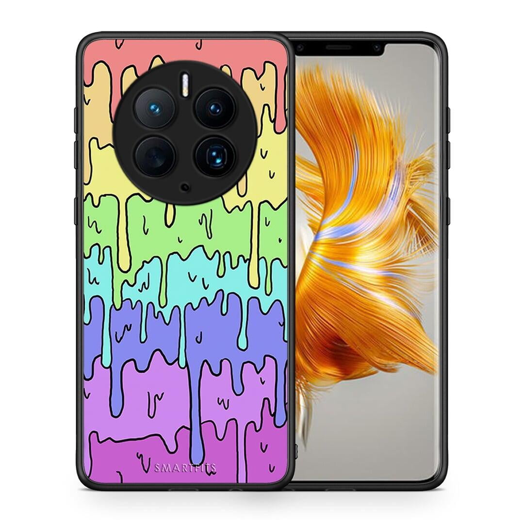 Θήκη Huawei Mate 50 Pro Melting Rainbow από τη Smartfits με σχέδιο στο πίσω μέρος και μαύρο περίβλημα | Huawei Mate 50 Pro Melting Rainbow Case with Colorful Back and Black Bezels