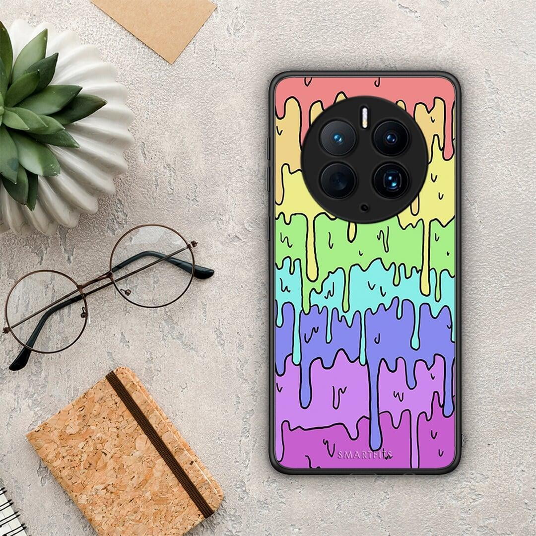 Θήκη Huawei Mate 50 Pro Melting Rainbow από τη Smartfits με σχέδιο στο πίσω μέρος και μαύρο περίβλημα | Huawei Mate 50 Pro Melting Rainbow Case with Colorful Back and Black Bezels