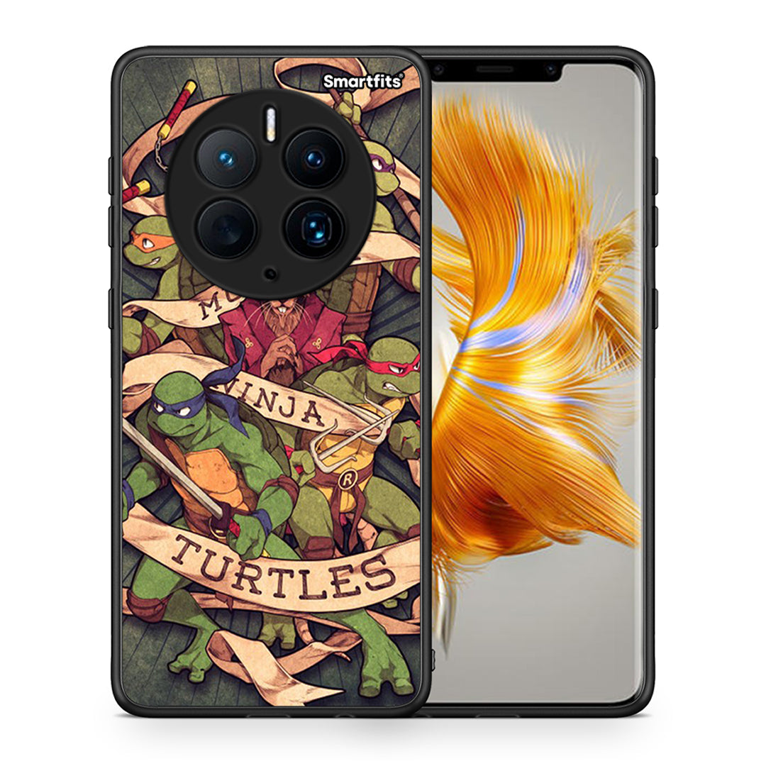 Θήκη Huawei Mate 50 Pro Ninja Turtles από τη Smartfits με σχέδιο στο πίσω μέρος και μαύρο περίβλημα | Huawei Mate 50 Pro Ninja Turtles Case with Colorful Back and Black Bezels