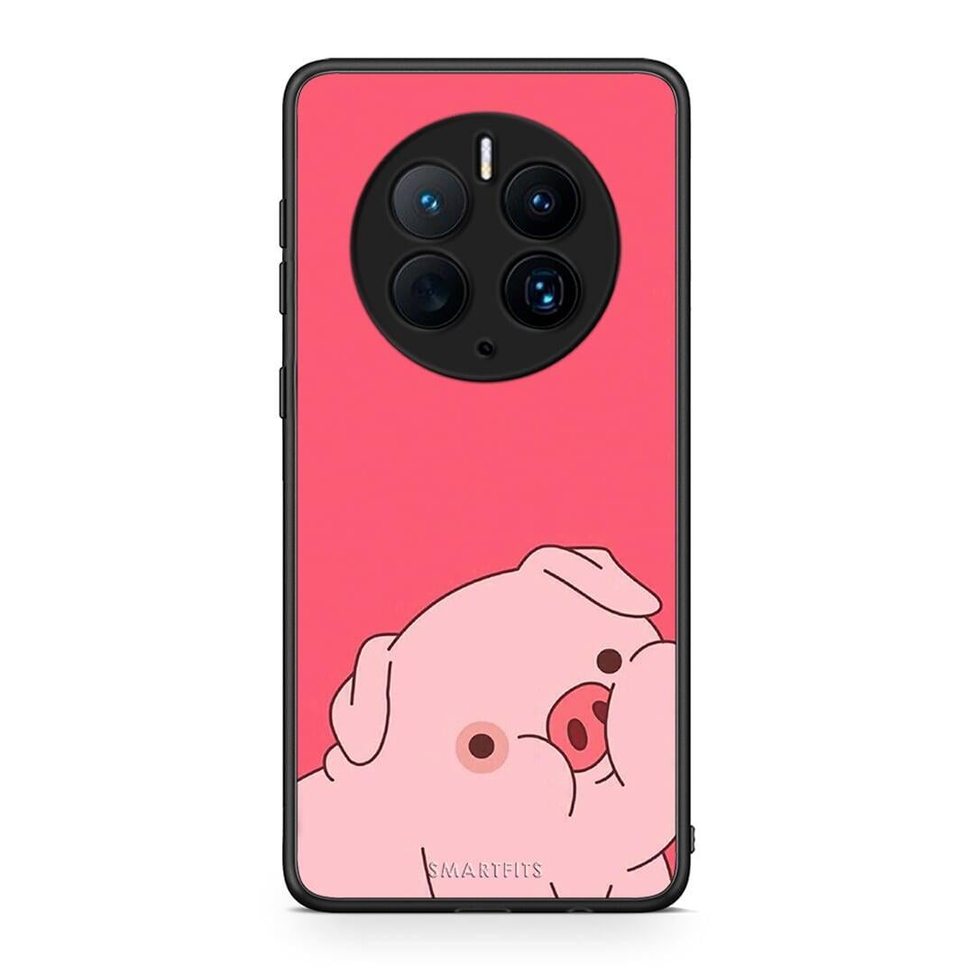 Θήκη Huawei Mate 50 Pro Pig Love 1 από τη Smartfits με σχέδιο στο πίσω μέρος και μαύρο περίβλημα | Huawei Mate 50 Pro Pig Love 1 Case with Colorful Back and Black Bezels