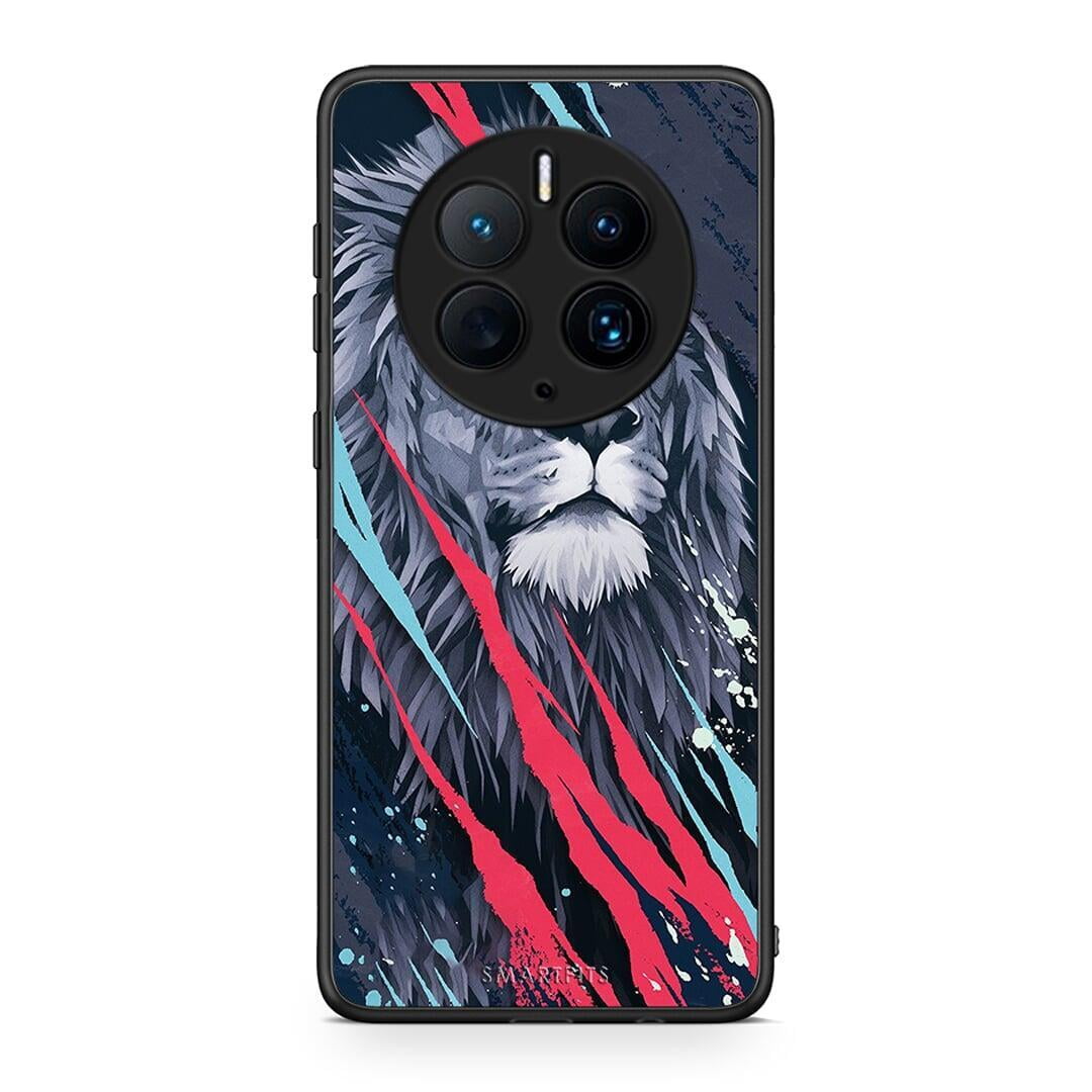 Θήκη Huawei Mate 50 Pro PopArt Lion Designer από τη Smartfits με σχέδιο στο πίσω μέρος και μαύρο περίβλημα | Huawei Mate 50 Pro PopArt Lion Designer Case with Colorful Back and Black Bezels