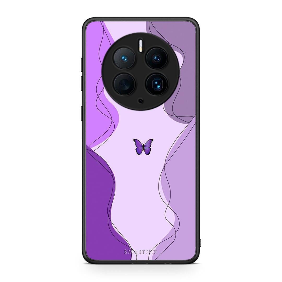 Θήκη Huawei Mate 50 Pro Purple Mariposa από τη Smartfits με σχέδιο στο πίσω μέρος και μαύρο περίβλημα | Huawei Mate 50 Pro Purple Mariposa Case with Colorful Back and Black Bezels