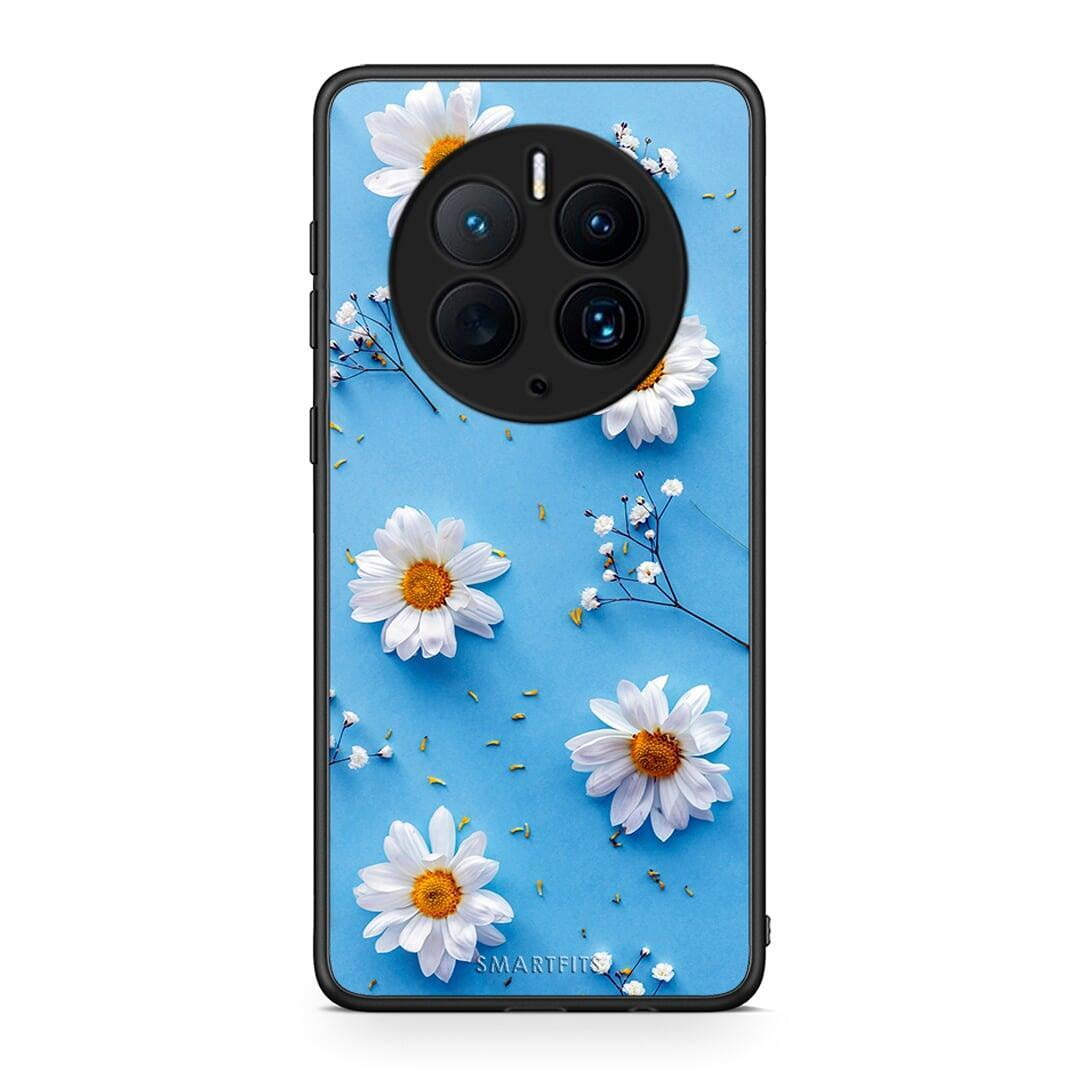 Θήκη Huawei Mate 50 Pro Real Daisies από τη Smartfits με σχέδιο στο πίσω μέρος και μαύρο περίβλημα | Huawei Mate 50 Pro Real Daisies Case with Colorful Back and Black Bezels