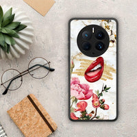 Thumbnail for Θήκη Huawei Mate 50 Pro Red Lips από τη Smartfits με σχέδιο στο πίσω μέρος και μαύρο περίβλημα | Huawei Mate 50 Pro Red Lips Case with Colorful Back and Black Bezels