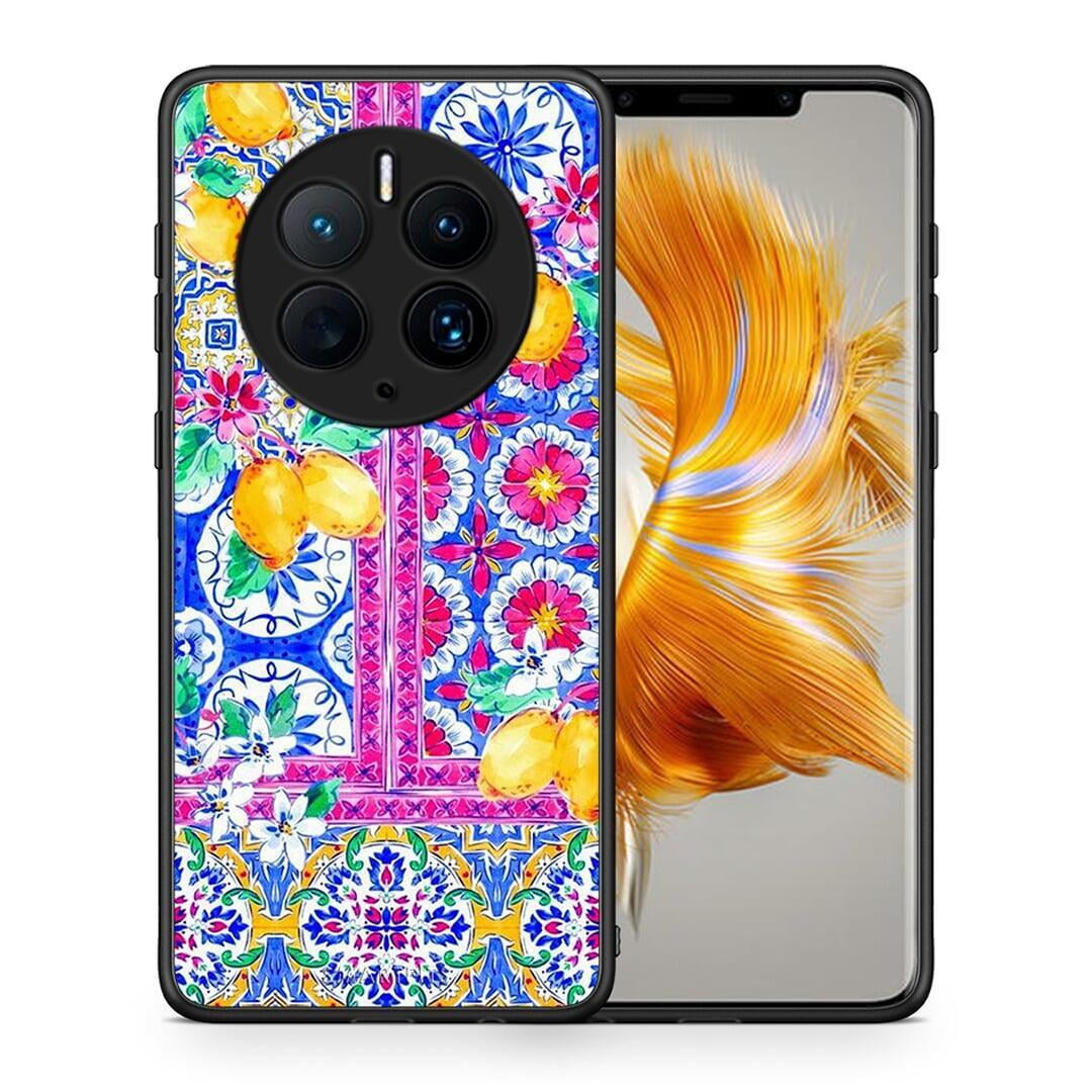 Θήκη Huawei Mate 50 Pro Retro Spring από τη Smartfits με σχέδιο στο πίσω μέρος και μαύρο περίβλημα | Huawei Mate 50 Pro Retro Spring Case with Colorful Back and Black Bezels