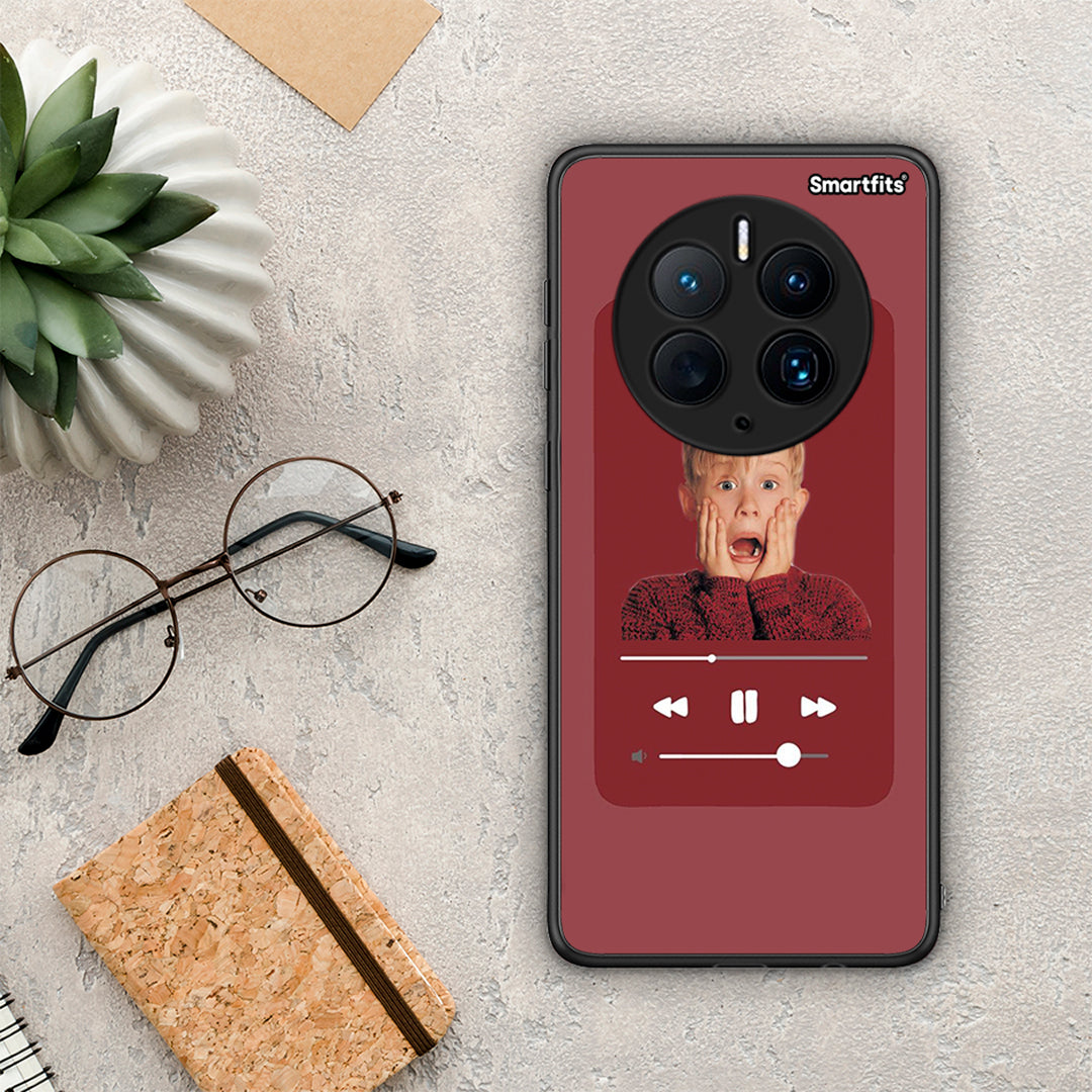 Θήκη Huawei Mate 50 Pro Xmas Alone Music από τη Smartfits με σχέδιο στο πίσω μέρος και μαύρο περίβλημα | Huawei Mate 50 Pro Xmas Alone Music Case with Colorful Back and Black Bezels