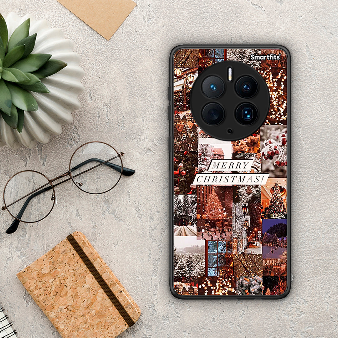 Θήκη Huawei Mate 50 Pro Xmas Collage από τη Smartfits με σχέδιο στο πίσω μέρος και μαύρο περίβλημα | Huawei Mate 50 Pro Xmas Collage Case with Colorful Back and Black Bezels