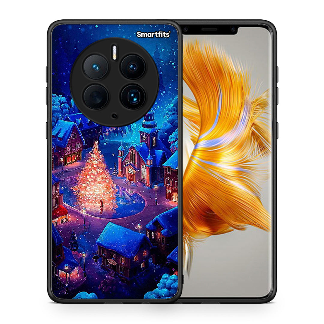 Θήκη Huawei Mate 50 Pro Xmas Village από τη Smartfits με σχέδιο στο πίσω μέρος και μαύρο περίβλημα | Huawei Mate 50 Pro Xmas Village Case with Colorful Back and Black Bezels