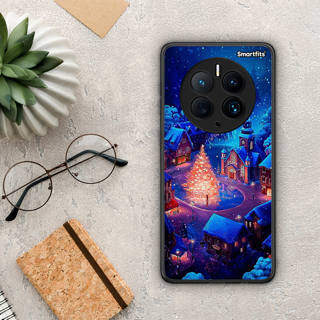 Θήκη Huawei Mate 50 Pro Xmas Village από τη Smartfits με σχέδιο στο πίσω μέρος και μαύρο περίβλημα | Huawei Mate 50 Pro Xmas Village Case with Colorful Back and Black Bezels