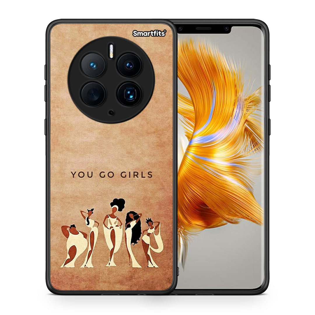 Θήκη Huawei Mate 50 Pro You Go Girl από τη Smartfits με σχέδιο στο πίσω μέρος και μαύρο περίβλημα | Huawei Mate 50 Pro You Go Girl Case with Colorful Back and Black Bezels