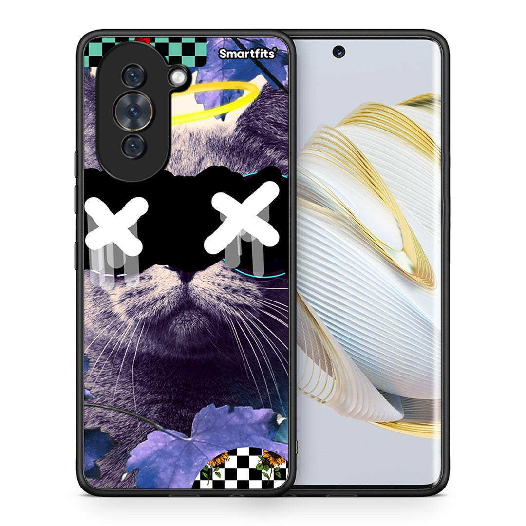 Θήκη Huawei Nova 10 Cat Collage από τη Smartfits με σχέδιο στο πίσω μέρος και μαύρο περίβλημα | Huawei Nova 10 Cat Collage case with colorful back and black bezels