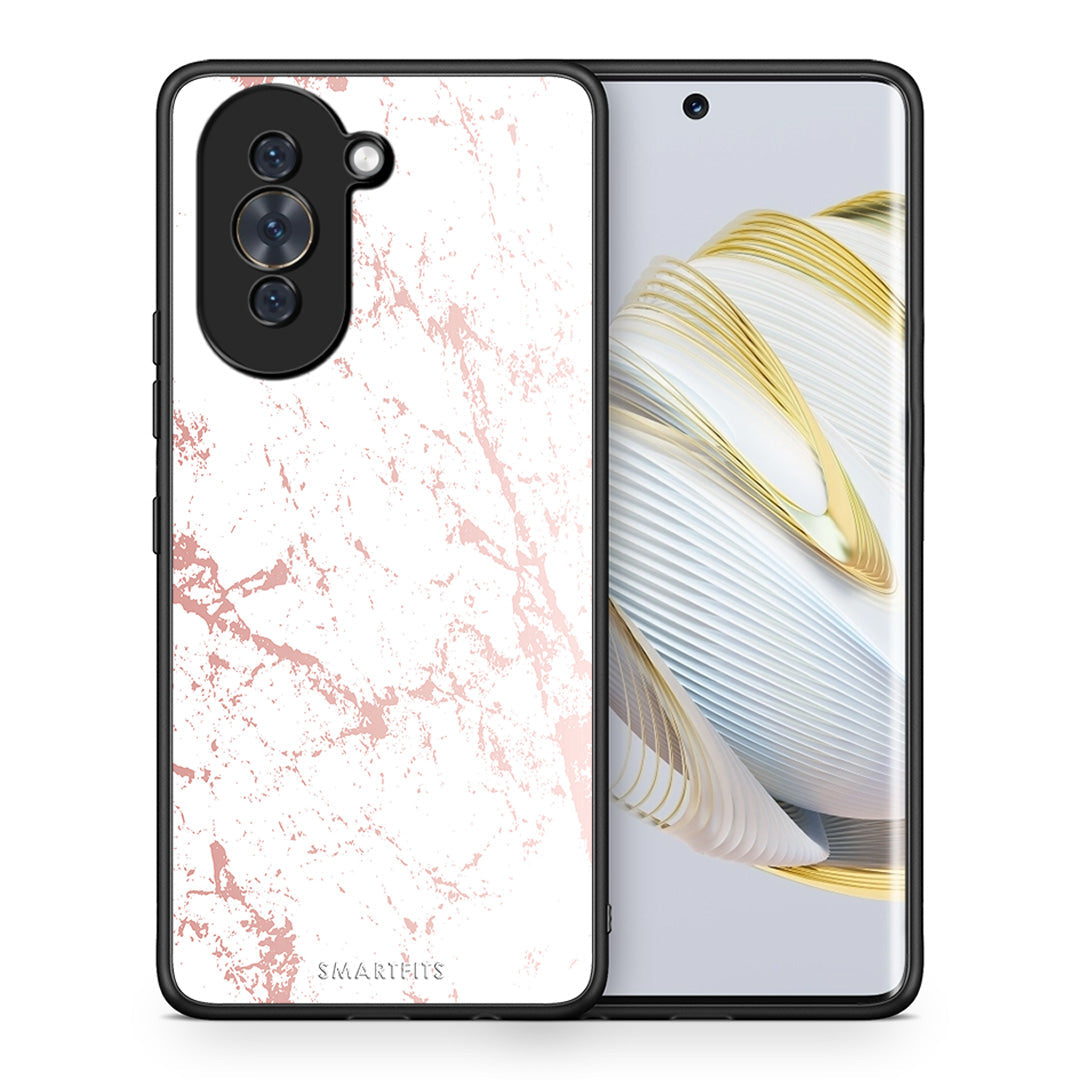 Θήκη Huawei Nova 10 Pink Splash Marble από τη Smartfits με σχέδιο στο πίσω μέρος και μαύρο περίβλημα | Huawei Nova 10 Pink Splash Marble case with colorful back and black bezels
