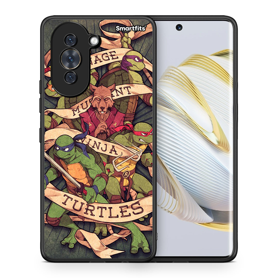 Θήκη Huawei Nova 10 Ninja Turtles από τη Smartfits με σχέδιο στο πίσω μέρος και μαύρο περίβλημα | Huawei Nova 10 Ninja Turtles case with colorful back and black bezels