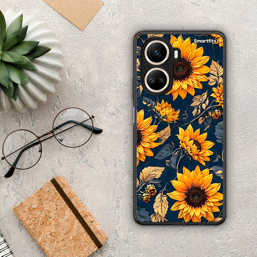 Θήκη Huawei Nova 10 SE Autumn Sunflowers από τη Smartfits με σχέδιο στο πίσω μέρος και μαύρο περίβλημα | Huawei Nova 10 SE Autumn Sunflowers Case with Colorful Back and Black Bezels