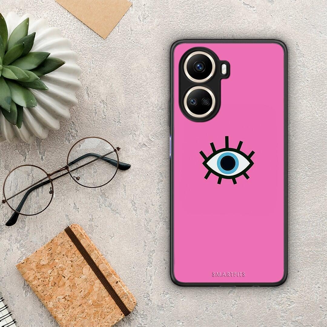 Θήκη Huawei Nova 10 SE Blue Eye Pink από τη Smartfits με σχέδιο στο πίσω μέρος και μαύρο περίβλημα | Huawei Nova 10 SE Blue Eye Pink Case with Colorful Back and Black Bezels