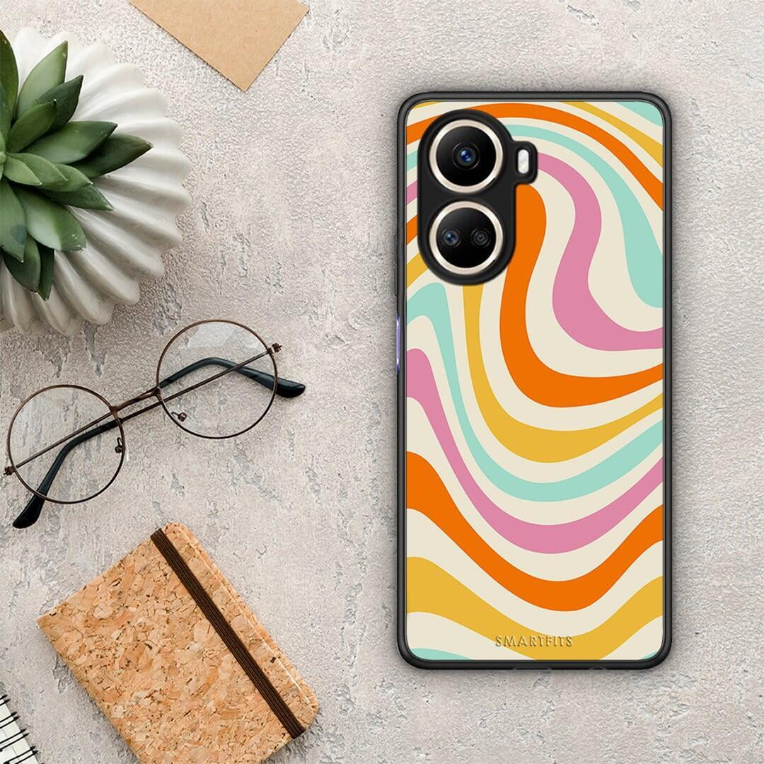 Θήκη Huawei Nova 10 SE Colourful Waves από τη Smartfits με σχέδιο στο πίσω μέρος και μαύρο περίβλημα | Huawei Nova 10 SE Colourful Waves Case with Colorful Back and Black Bezels