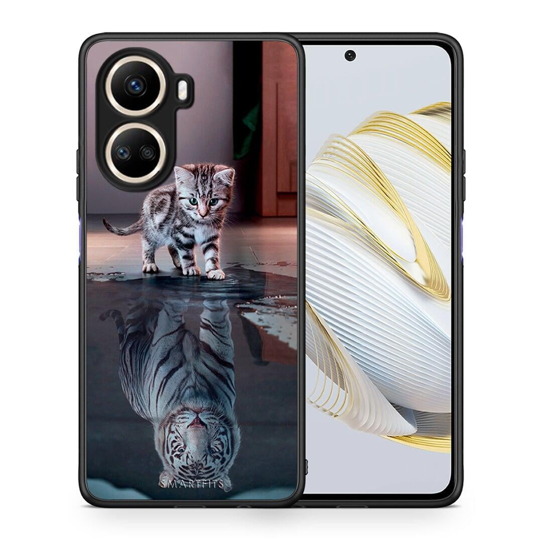 Θήκη Huawei Nova 10 SE Cute Tiger από τη Smartfits με σχέδιο στο πίσω μέρος και μαύρο περίβλημα | Huawei Nova 10 SE Cute Tiger Case with Colorful Back and Black Bezels