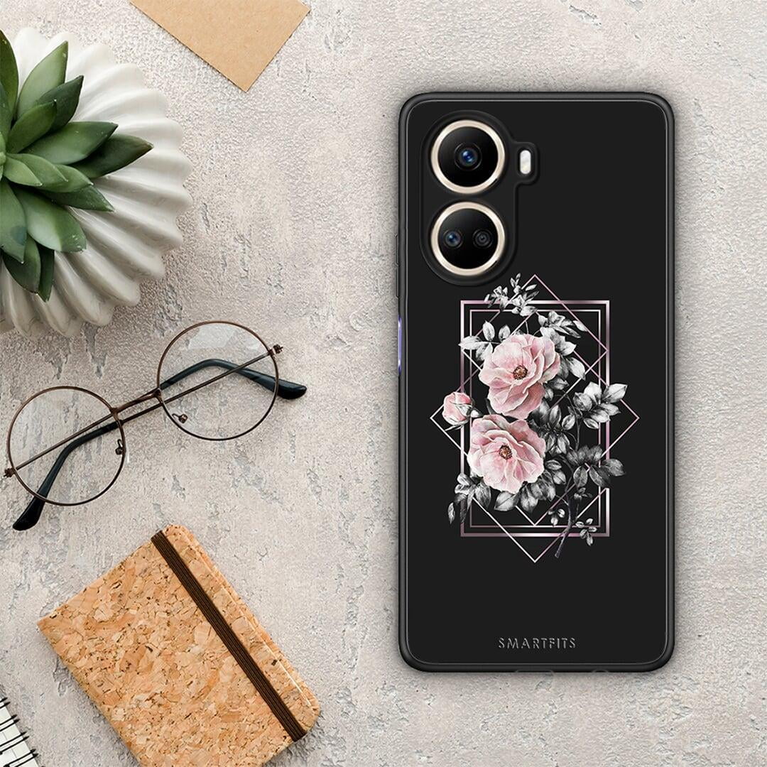 Θήκη Huawei Nova 10 SE Flower Frame από τη Smartfits με σχέδιο στο πίσω μέρος και μαύρο περίβλημα | Huawei Nova 10 SE Flower Frame Case with Colorful Back and Black Bezels