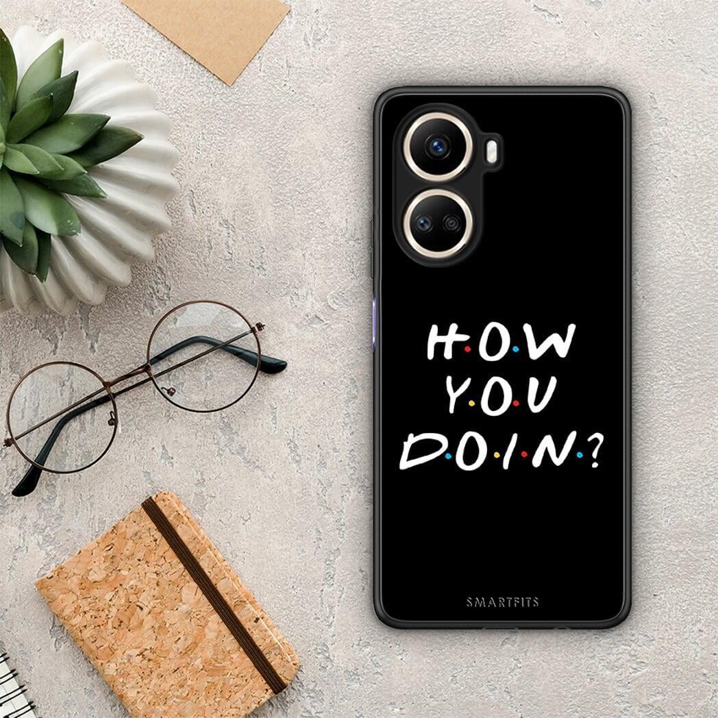 Θήκη Huawei Nova 10 SE How You Doin από τη Smartfits με σχέδιο στο πίσω μέρος και μαύρο περίβλημα | Huawei Nova 10 SE How You Doin Case with Colorful Back and Black Bezels