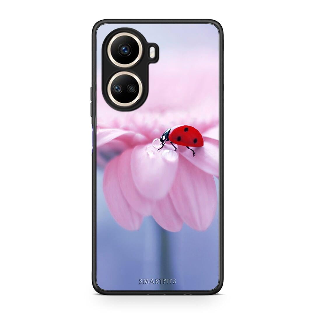 Θήκη Huawei Nova 10 SE Ladybug Flower από τη Smartfits με σχέδιο στο πίσω μέρος και μαύρο περίβλημα | Huawei Nova 10 SE Ladybug Flower Case with Colorful Back and Black Bezels