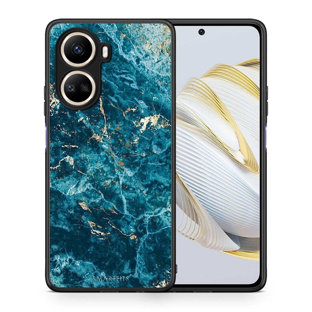 Θήκη Huawei Nova 10 SE Marble Blue από τη Smartfits με σχέδιο στο πίσω μέρος και μαύρο περίβλημα | Huawei Nova 10 SE Marble Blue Case with Colorful Back and Black Bezels