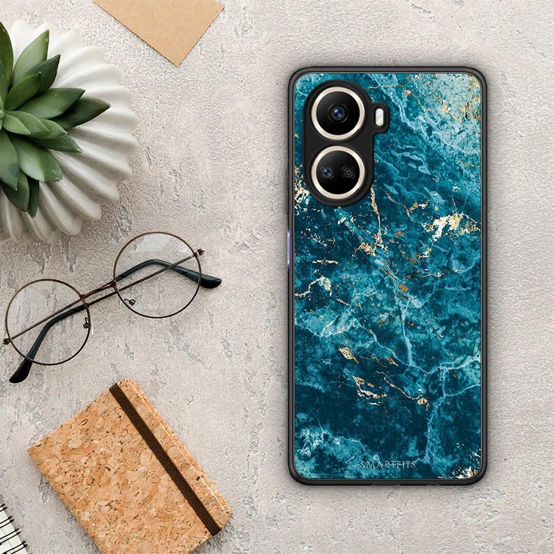 Θήκη Huawei Nova 10 SE Marble Blue από τη Smartfits με σχέδιο στο πίσω μέρος και μαύρο περίβλημα | Huawei Nova 10 SE Marble Blue Case with Colorful Back and Black Bezels