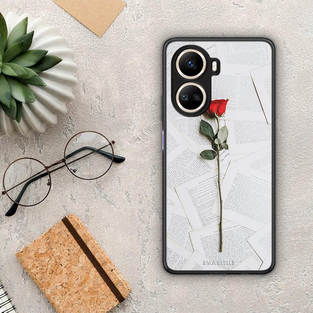 Θήκη Huawei Nova 10 SE Red Rose από τη Smartfits με σχέδιο στο πίσω μέρος και μαύρο περίβλημα | Huawei Nova 10 SE Red Rose Case with Colorful Back and Black Bezels