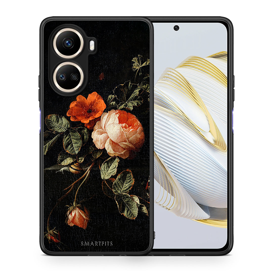 Θήκη Huawei Nova 10 SE Vintage Roses από τη Smartfits με σχέδιο στο πίσω μέρος και μαύρο περίβλημα | Huawei Nova 10 SE Vintage Roses Case with Colorful Back and Black Bezels