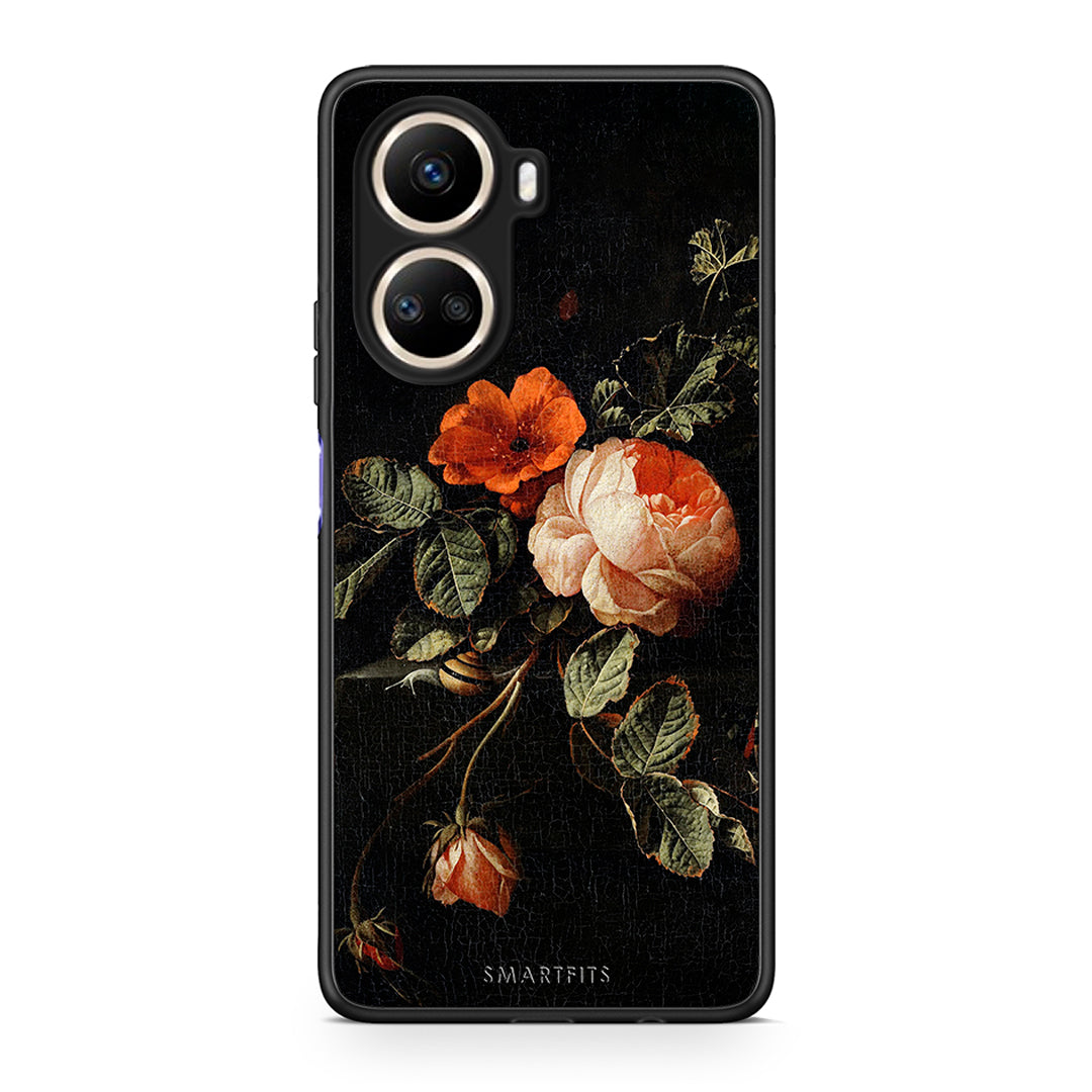 Θήκη Huawei Nova 10 SE Vintage Roses από τη Smartfits με σχέδιο στο πίσω μέρος και μαύρο περίβλημα | Huawei Nova 10 SE Vintage Roses Case with Colorful Back and Black Bezels