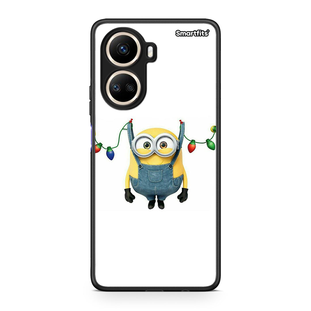 Θήκη Huawei Nova 10 SE Xmas Minion Lights από τη Smartfits με σχέδιο στο πίσω μέρος και μαύρο περίβλημα | Huawei Nova 10 SE Xmas Minion Lights Case with Colorful Back and Black Bezels