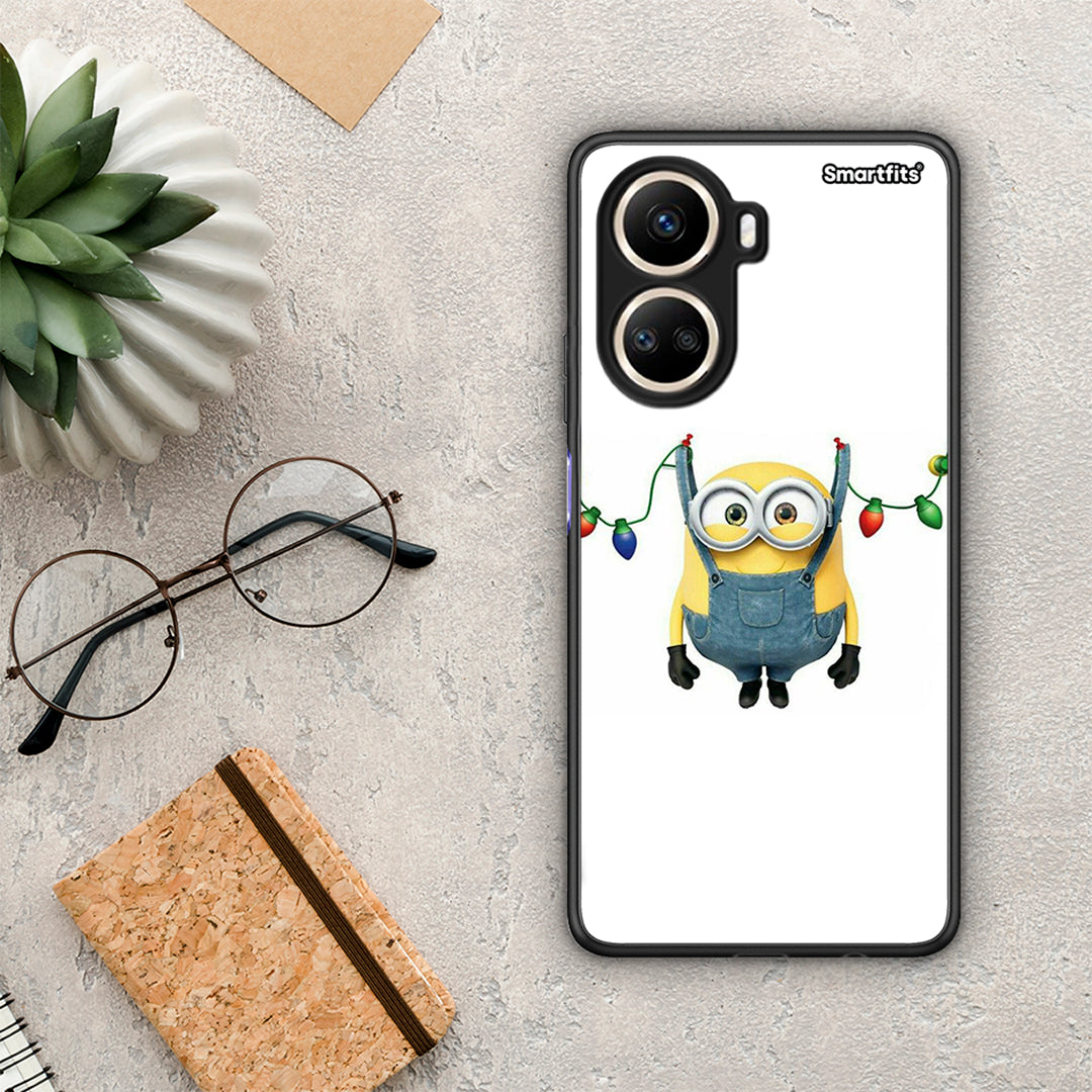 Θήκη Huawei Nova 10 SE Xmas Minion Lights από τη Smartfits με σχέδιο στο πίσω μέρος και μαύρο περίβλημα | Huawei Nova 10 SE Xmas Minion Lights Case with Colorful Back and Black Bezels