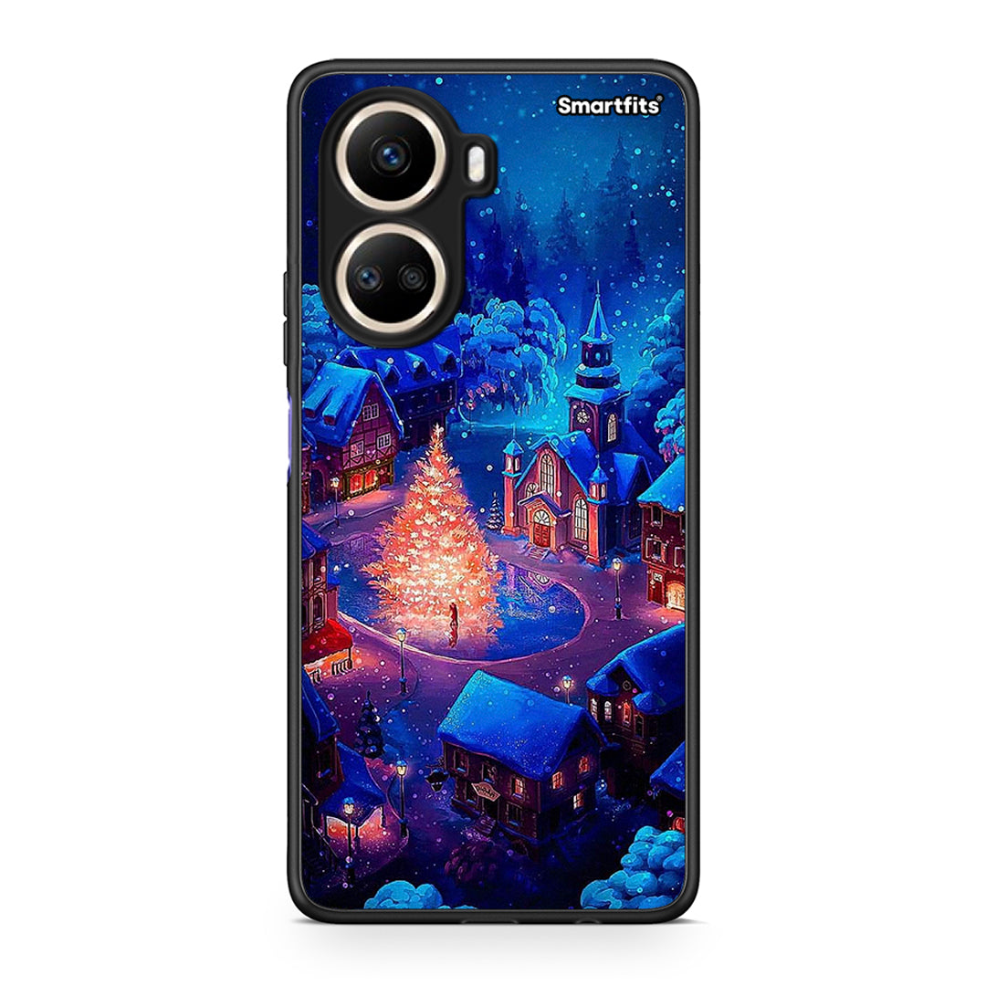 Θήκη Huawei Nova 10 SE Xmas Village από τη Smartfits με σχέδιο στο πίσω μέρος και μαύρο περίβλημα | Huawei Nova 10 SE Xmas Village Case with Colorful Back and Black Bezels