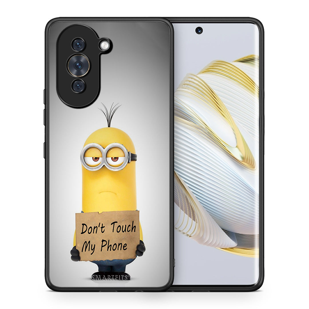 Θήκη Huawei Nova 10 Minion Text από τη Smartfits με σχέδιο στο πίσω μέρος και μαύρο περίβλημα | Huawei Nova 10 Minion Text case with colorful back and black bezels