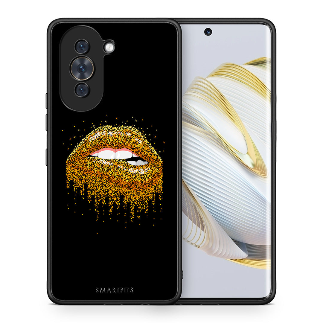 Θήκη Huawei Nova 10 Golden Valentine από τη Smartfits με σχέδιο στο πίσω μέρος και μαύρο περίβλημα | Huawei Nova 10 Golden Valentine case with colorful back and black bezels