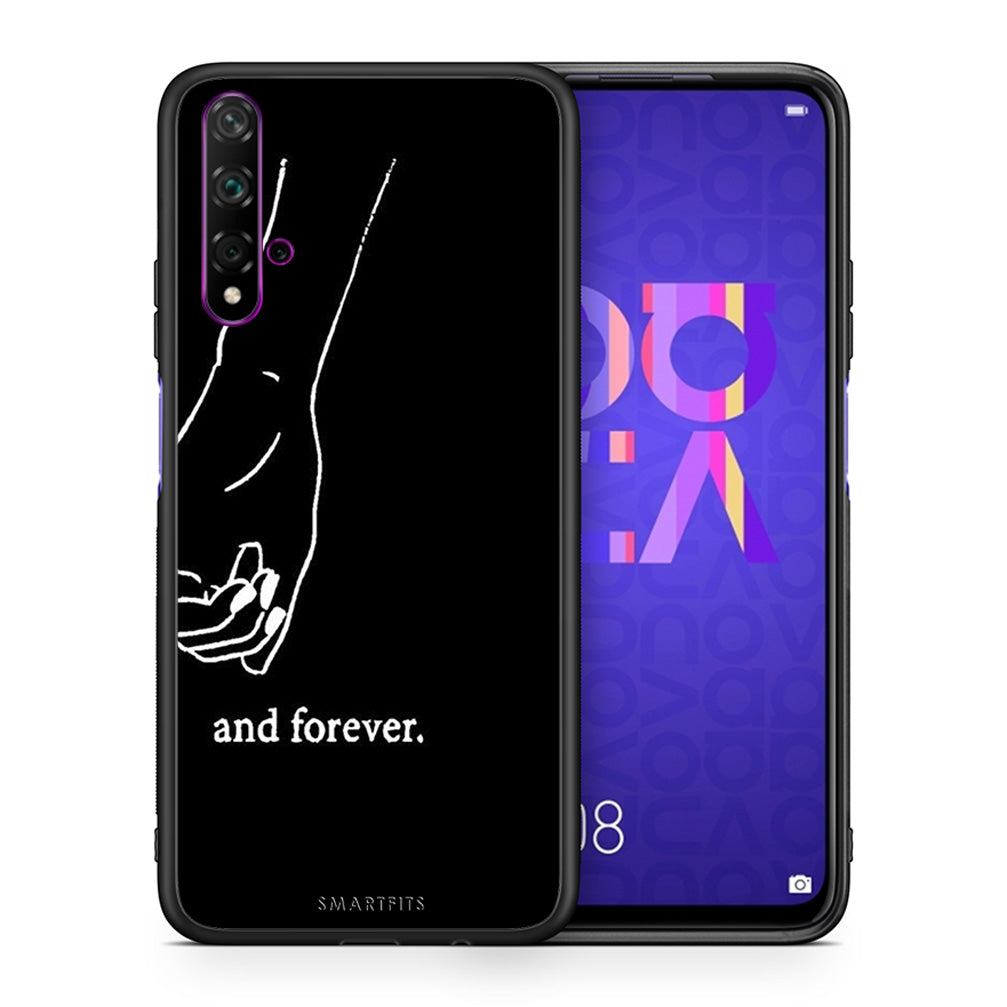 Θήκη Αγίου Βαλεντίνου Huawei Nova 5T / Honor 20 Always & Forever 2 από τη Smartfits με σχέδιο στο πίσω μέρος και μαύρο περίβλημα | Huawei Nova 5T / Honor 20 Always & Forever 2 case with colorful back and black bezels