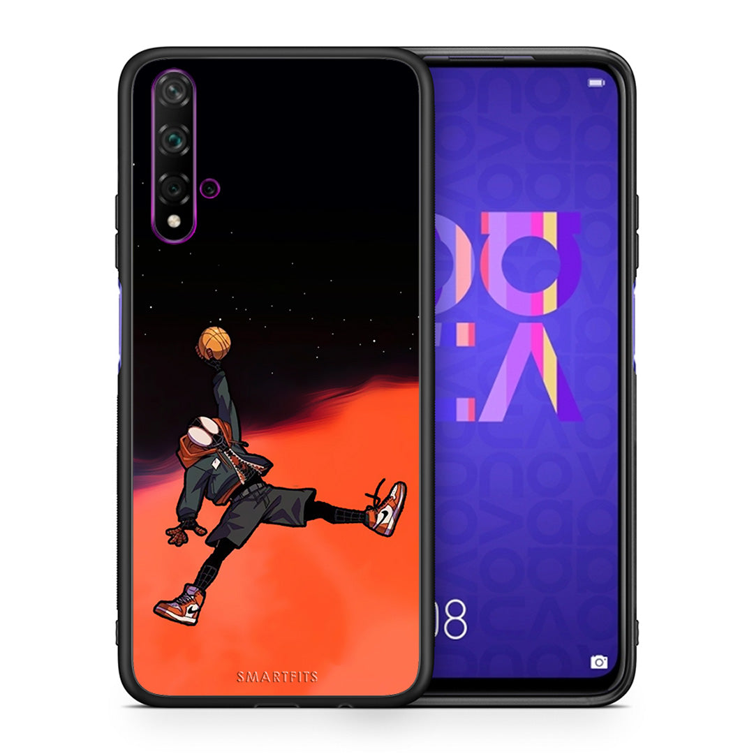 Θήκη Huawei Nova 5T/Honor 20 Basketball Hero από τη Smartfits με σχέδιο στο πίσω μέρος και μαύρο περίβλημα | Huawei Nova 5T/Honor 20 Basketball Hero case with colorful back and black bezels